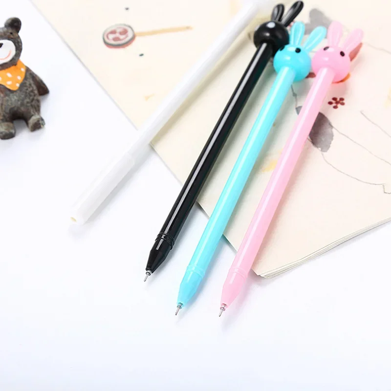 4 Pcs/Set Cute Bunny Pens Kawaii 0.5mm Ink Cartoon Creative Gel Pen Gifts School Office Supplies Writing Tools Stationery