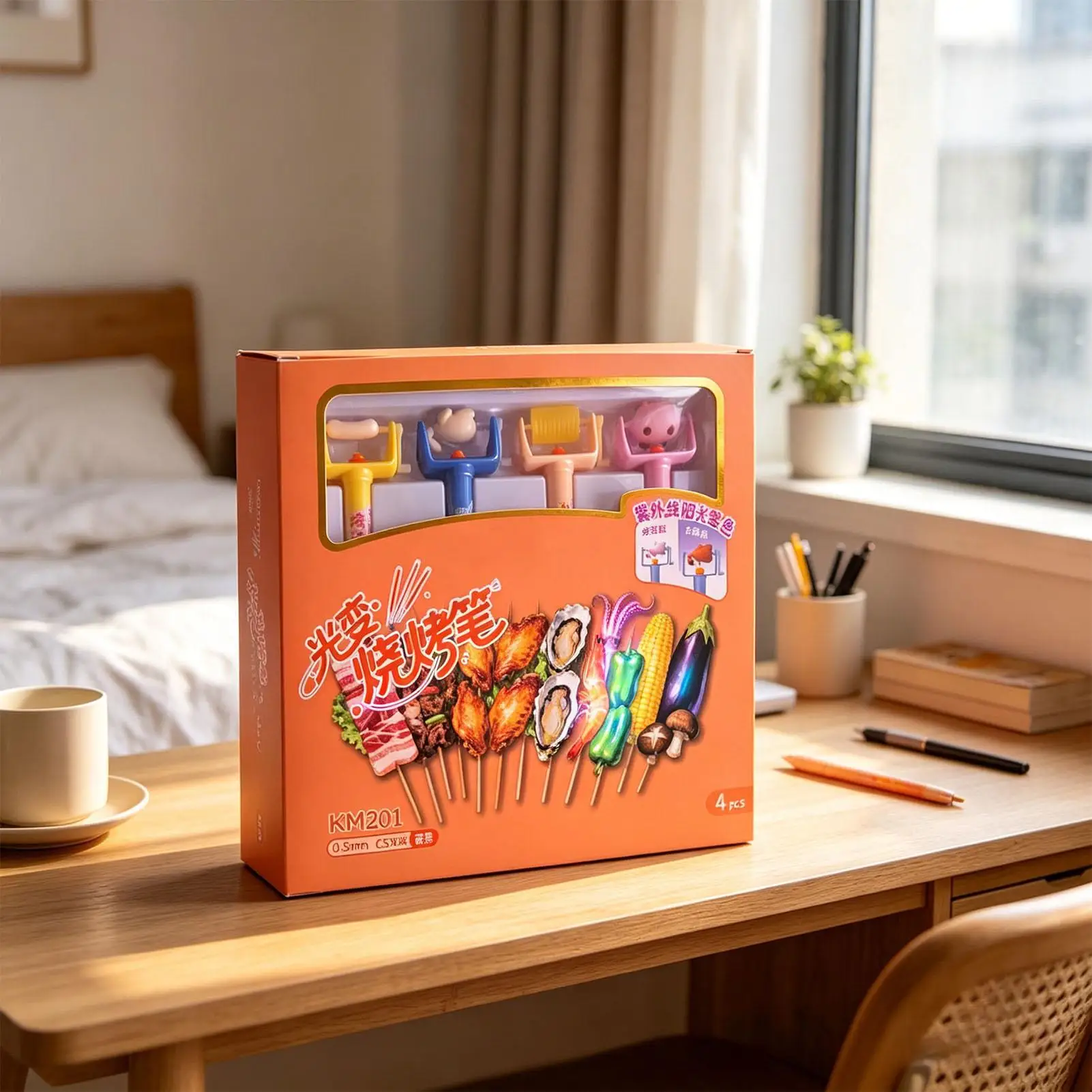 

Barbecue Themed Pen 4 Pieces Novelty Fun Cute Supplies Cartoon Color-Changing Pen For School Office Desk College Classroom
