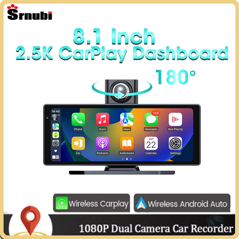 Srnubi CarPlay Android Auto Car Radio Multimedia Video Player 8.1inch Portable Touch Screen With USB AUX For Rear View Camera