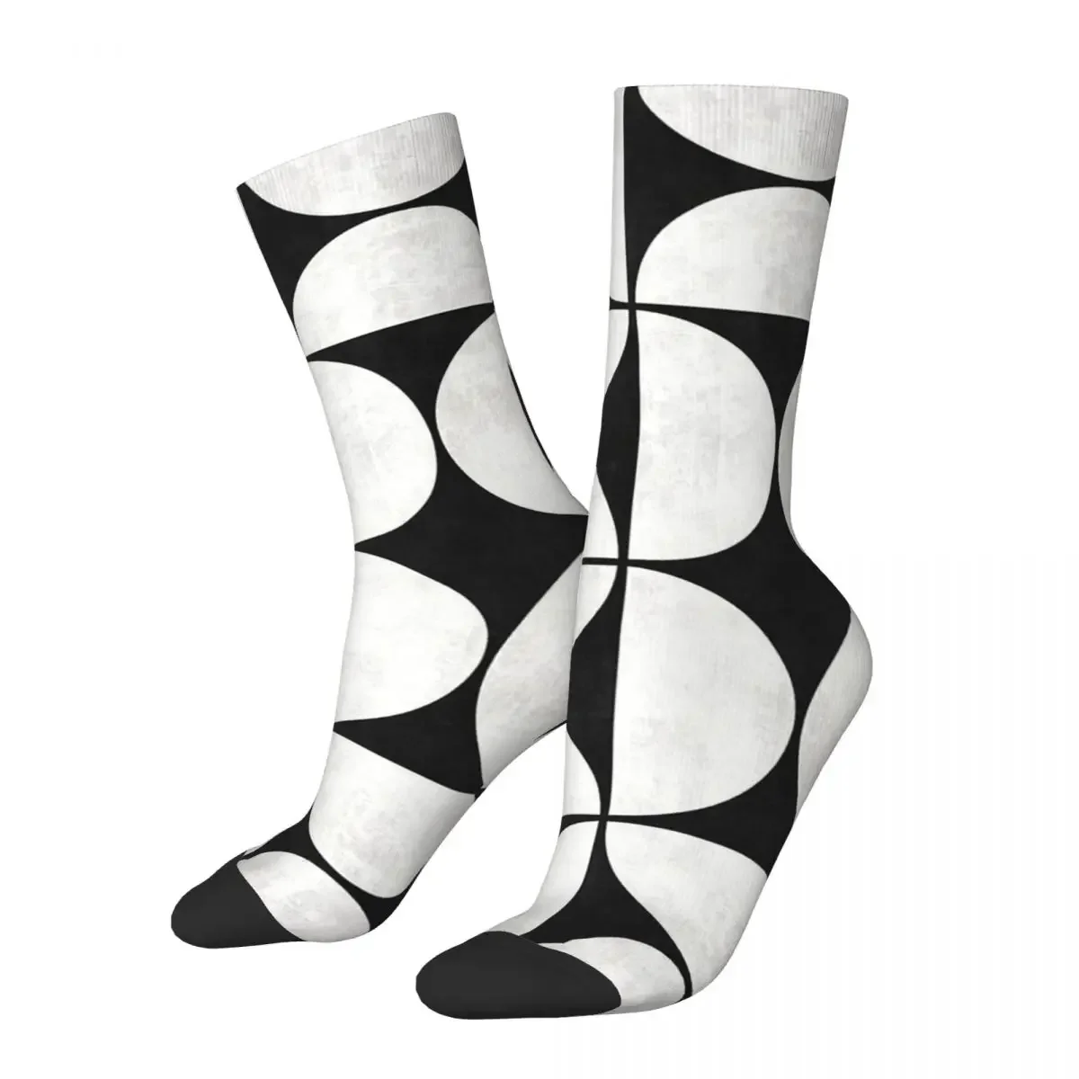 Middle Century Modern Pattern Black And White Concrete Geometric Patterns Socks Shopping 3D Print Boy Girls Mid-calf Sock