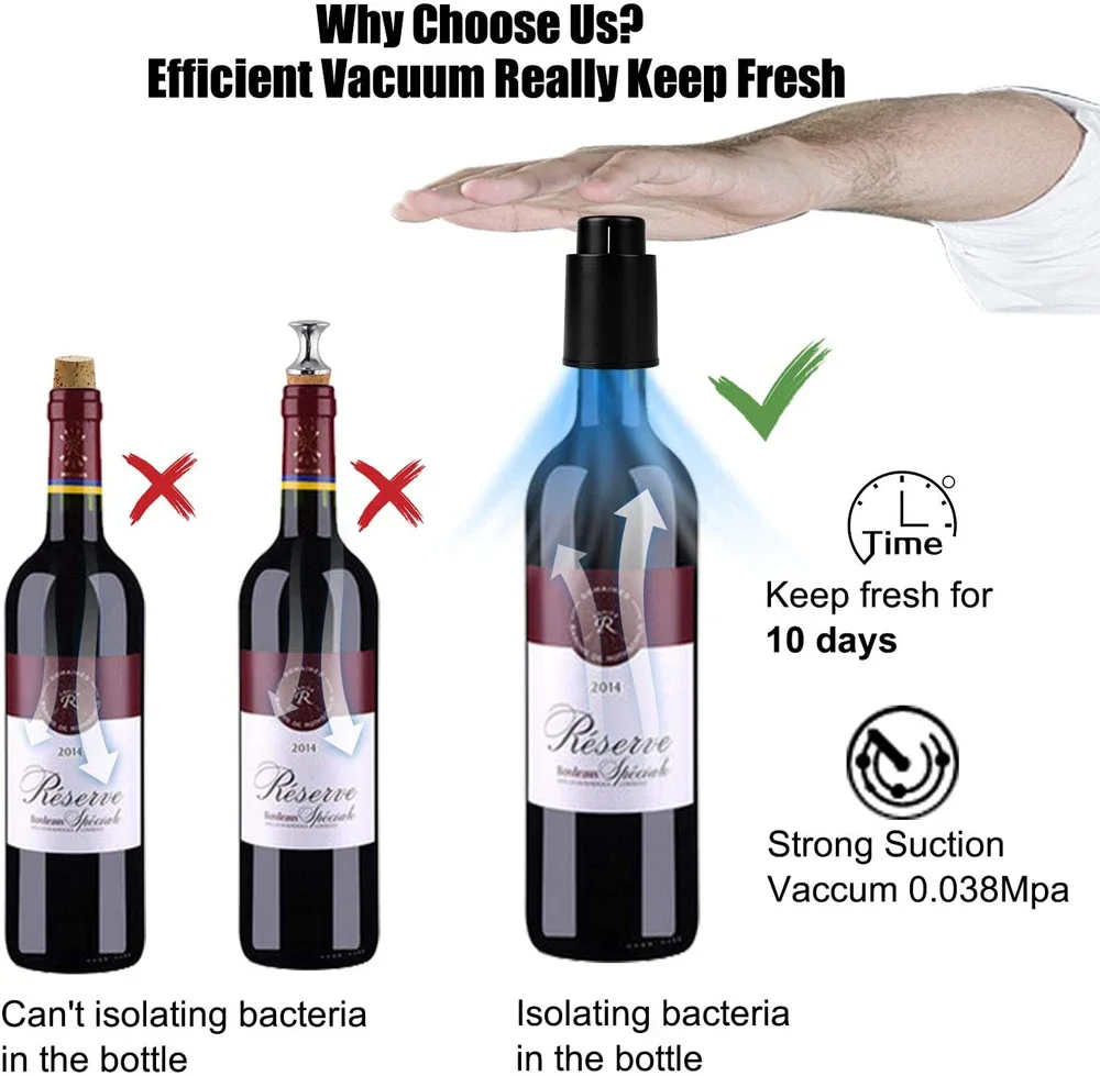 

Vacuum Pump Wine Saver Cap Stopper Date Scale Record Retain Preserver For Wines Bottles Corkscrew Kitchen Automatic Keep Fresh