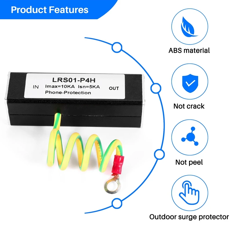 Telephone Fax Surge Protector Thunder Arrestor RJ11 Kl01-P4H Black RJ11 ADSL