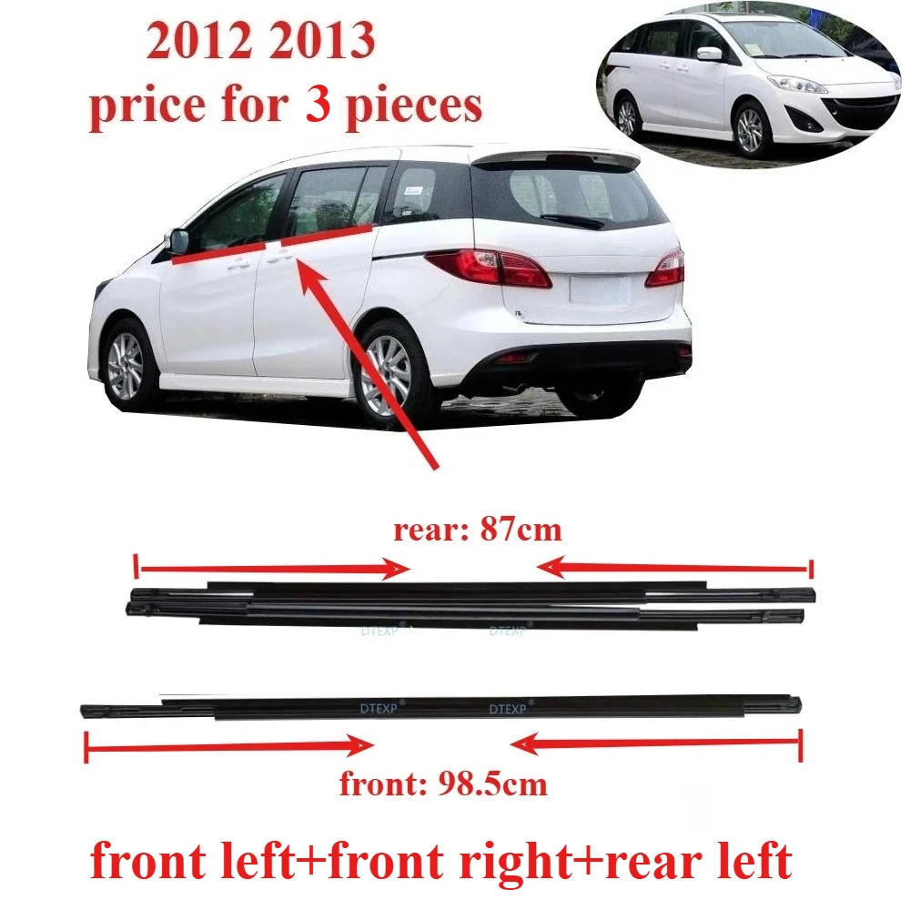 

3 Pieces Outside Windows Rubber for Mazda 5 2012 2013 Glass Protector Black Rubber Strip for Mazda 5 C235-50-670C