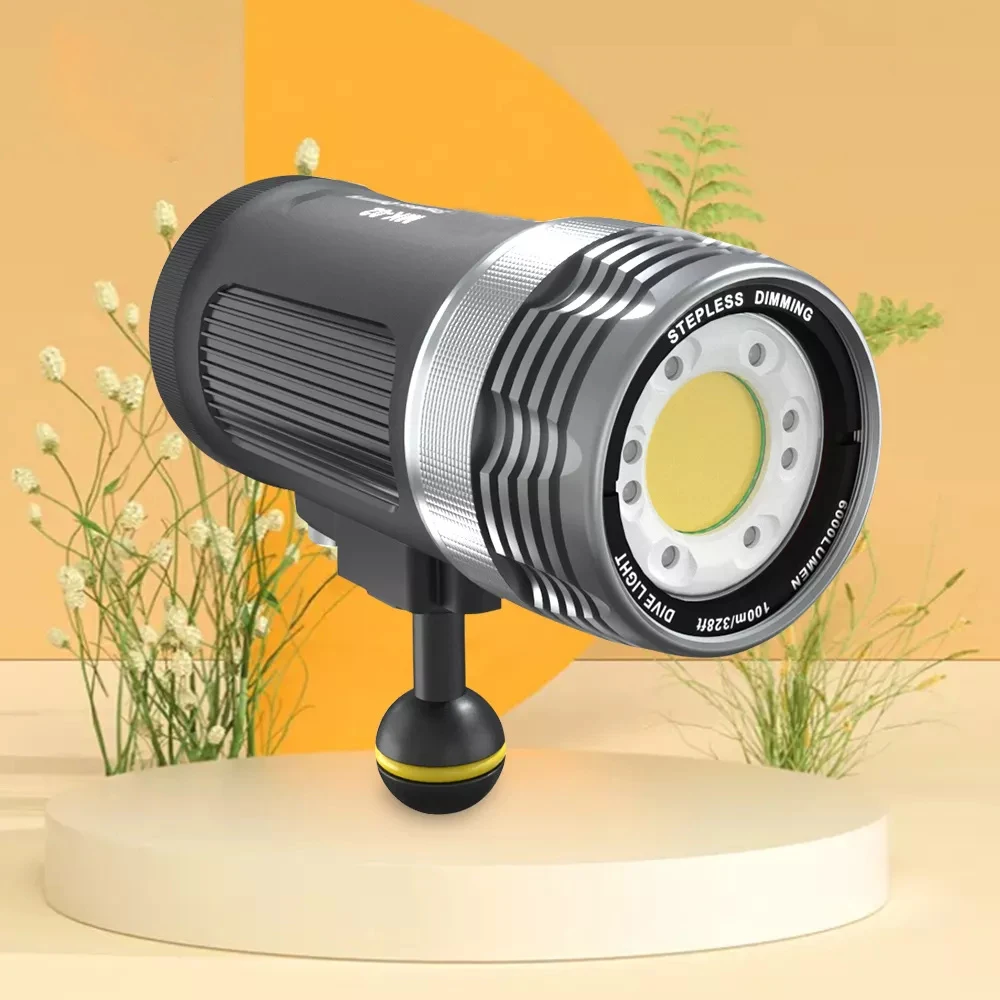 LED-Tauchtaschenlampe, COB, 6000 Lumen, Unterwasserbeleuchtung, 100 m wasserdicht, Fotografie,