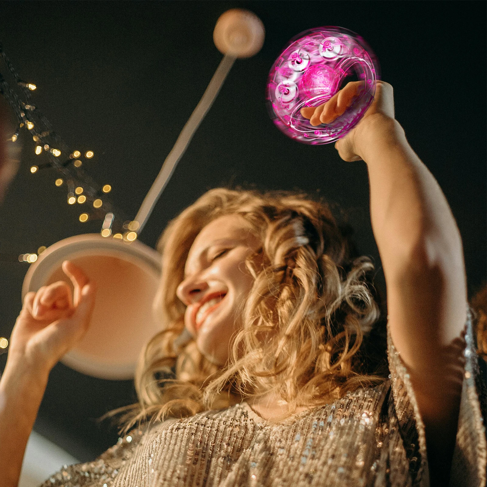 

2Pcs Flashing Handbell Luminous Tambourines Party Ktv Performance Props Shaking Sound Musical Instrument Musical Toys