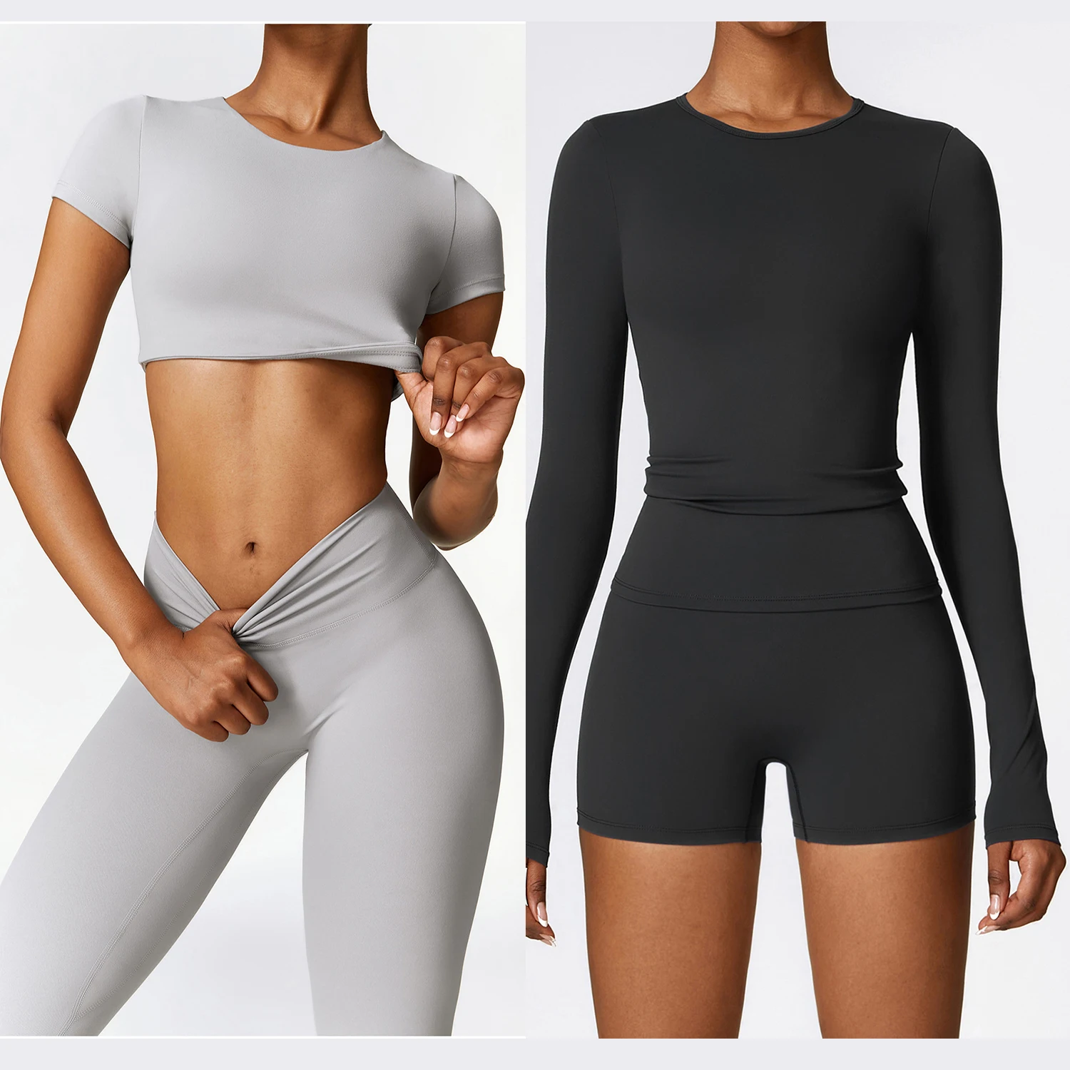 2 Pieces Slim Gym Sets Womens Outfits Fitness Clothing Bra Shorts Legging Sports Suit Tracksuit Brushed Workout Wear Quick Dry