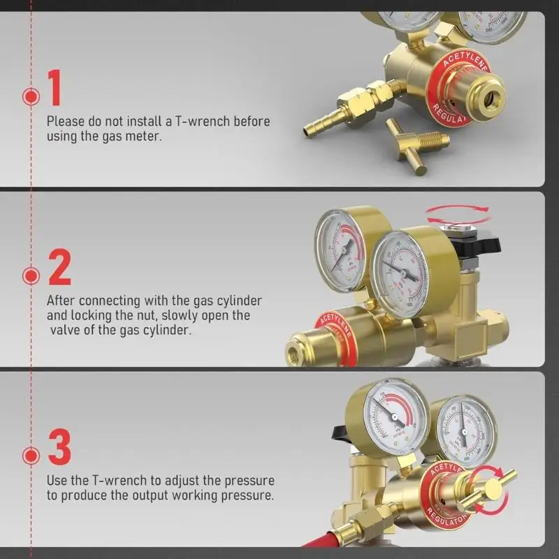 

652F Adjustable Copper Pressure Gauge for Acetylene CGA200 Regulators & Oxygen CGA540