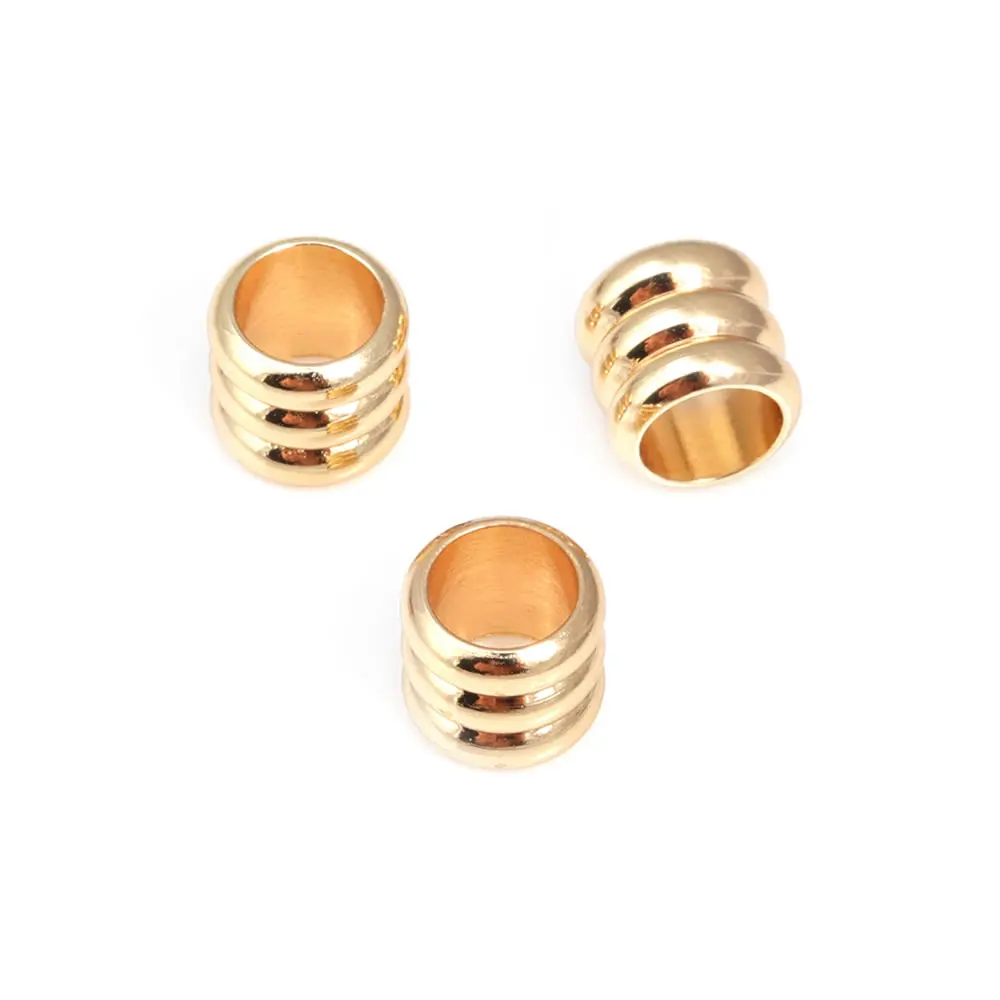 4.5x4.8MM 5.5x6MM 18K Gold Color Brass Large Hole Spacer Beads Bracelet Beads Jewelry Making Supplies Diy Findings Accessories