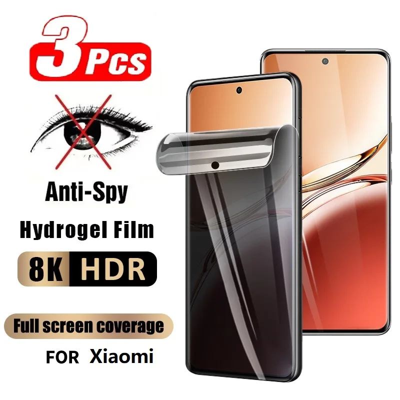 3Pcs Privacy Hydrogel Film Protective For Poco X3 Pro X3 NFC M5S M5 For Xiaomi Poco F3 F4 GT M3 M4 X4 Pro 5G Screen Protector