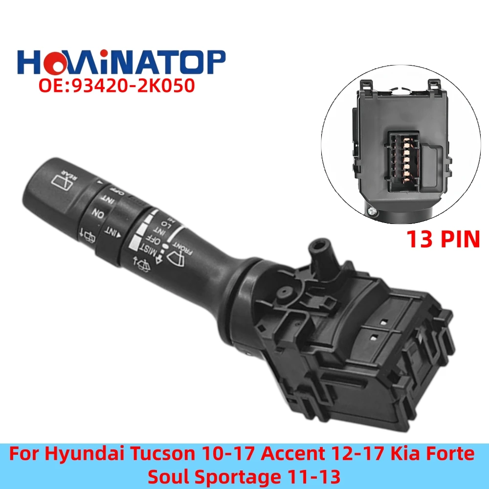 HOWINATOP 93420‑2K050 13Pin Wiper Washer Switch For Hyundai Tucson 2010‑2017 Accent 2012‑2017 Kia Forte Soul Sportage 2011‑2013