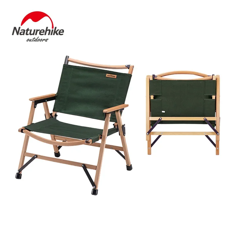 Naturehike-Outdoor Solid Wood Folding Chair, Portable Chair, Camping, Picnic, Barbecue, Self-Driving, Fish, Beach, NH20J007