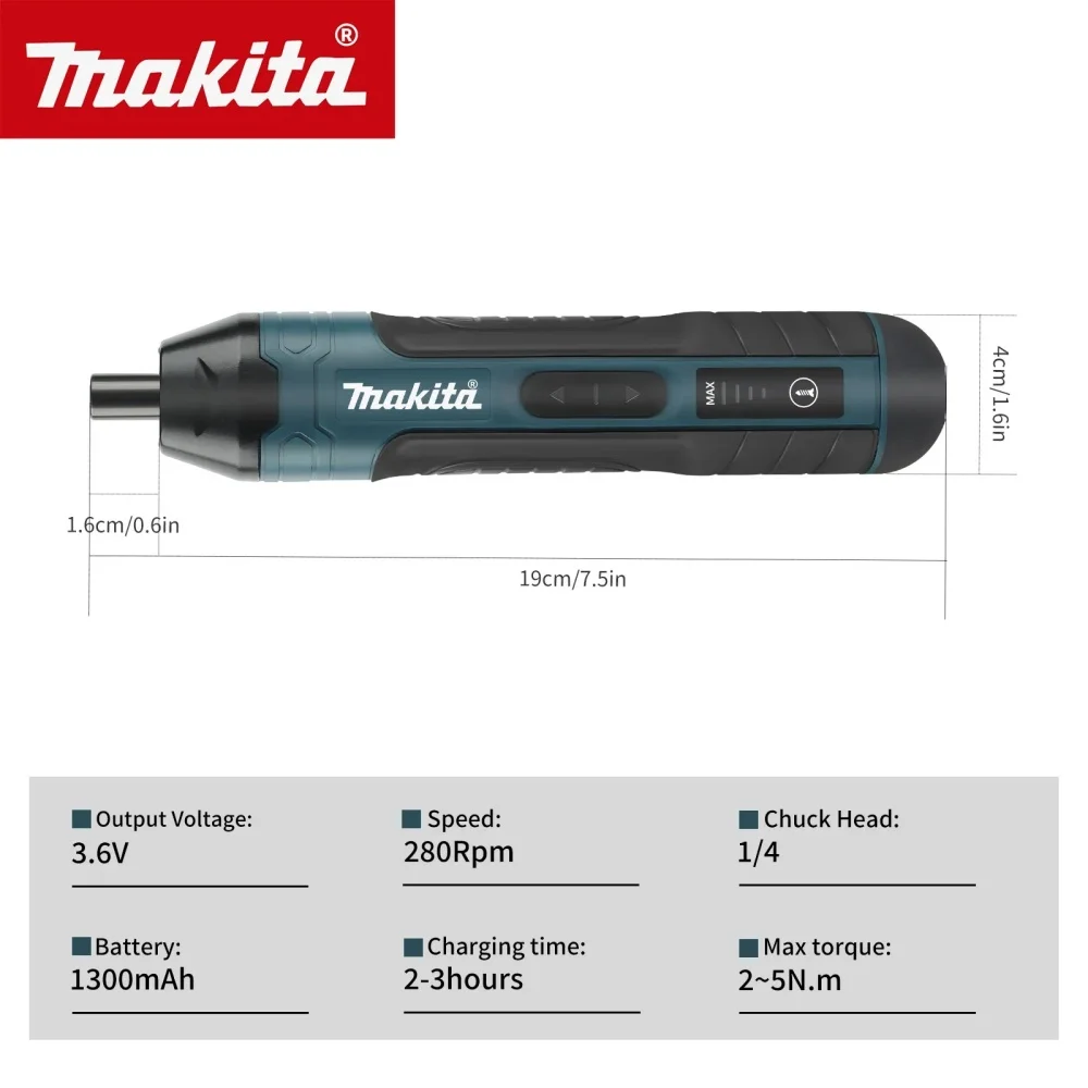 

Беспроводная электрическая отвертка Makita, 3,6 В, мини-дрель, перезаряжаемая литиевая батарея 1300 мАч, бытовой электроинструмент для обслуживания