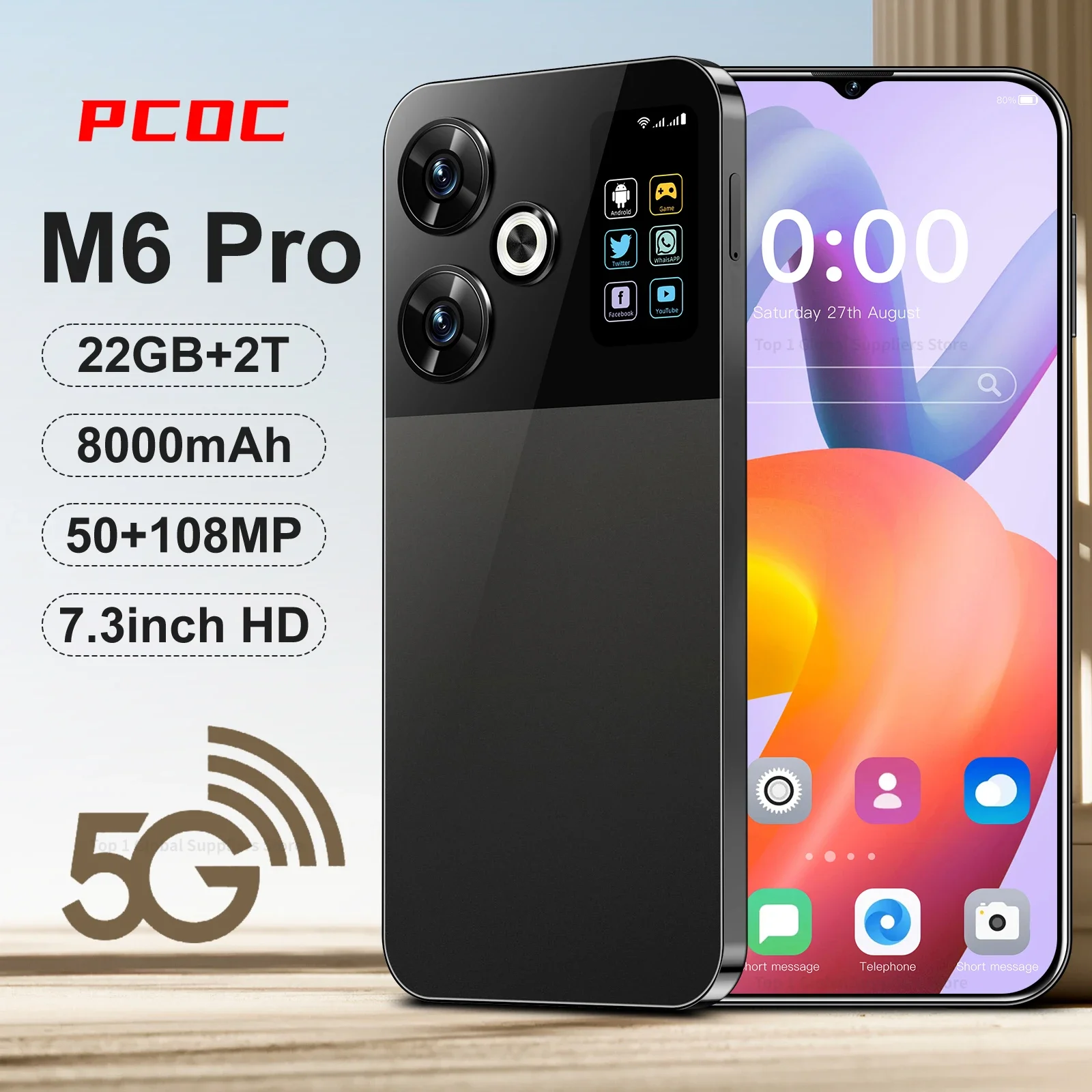 

2024 Original M6 Pro Smartphone Global Version 22G+2TB 5G Dual Sim Xioami Cellphone Android 14 Unlocked Mobile Phone Celular NFC