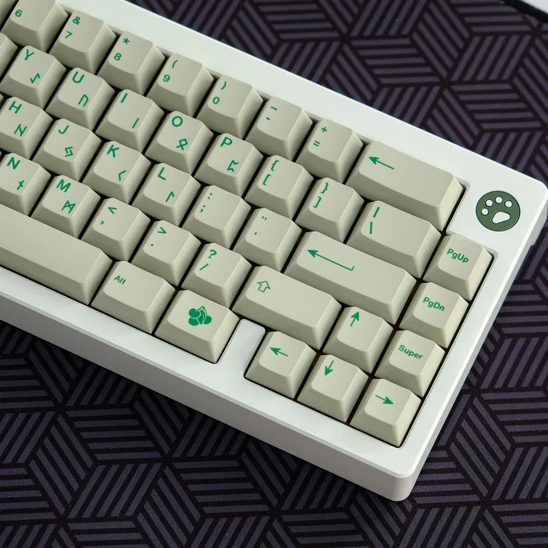 Vintage Green Rune Root Keycaps Custom PBT Cherry Profile Keycap 7u, ISO Split Point Key Caps for Gaming Mechanical Keyboard