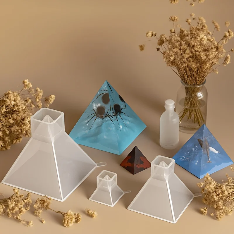 Set of 3 Silicone Molds for Resin - Includes Large, Small, And Medium Pyramid Shapes.  Epoxy Resin Crafts, These Molds Create