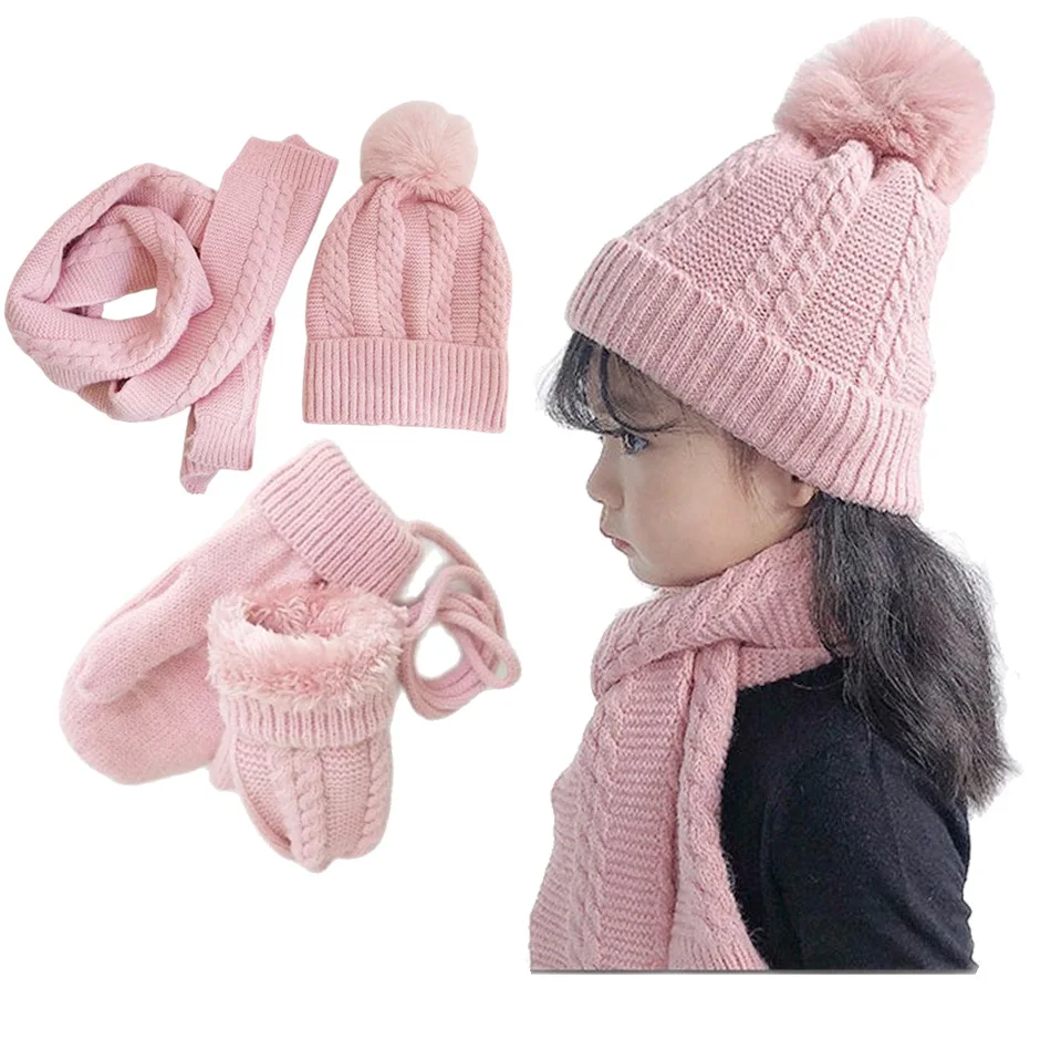 2022 Autumn Handmade Crochet Baby Hat Halloween Girls Boys Cap Kids Beanie Scarf Glovies Cap Winter Protect Child Warm 3-14Years