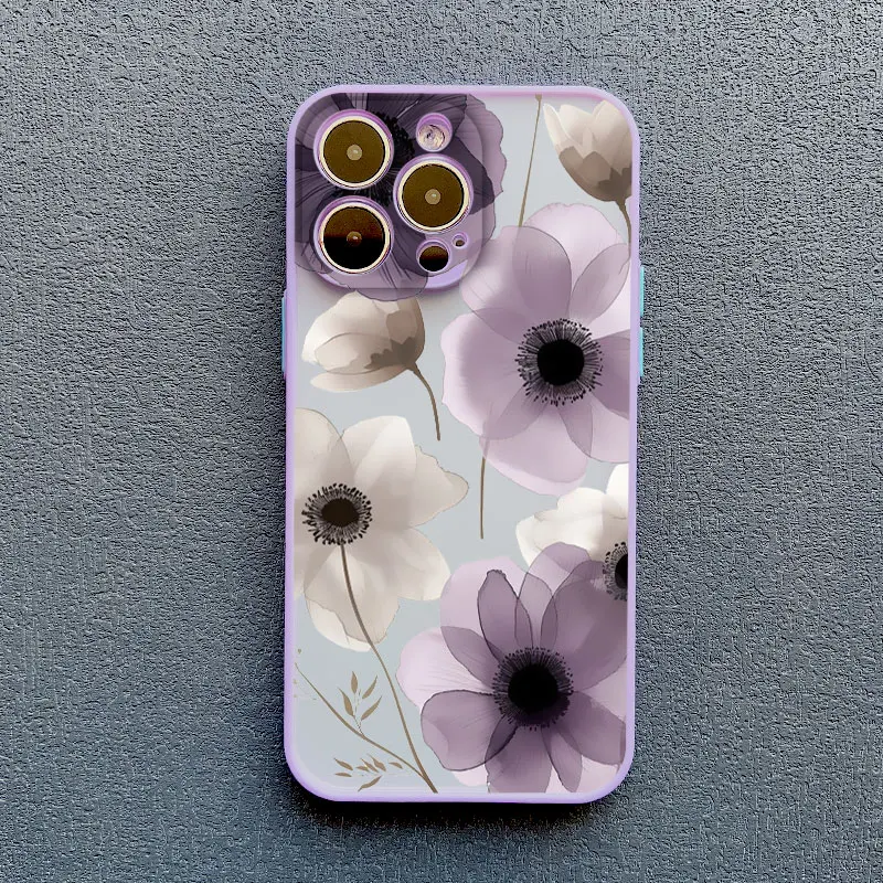 Tinte Waschen Malerei Blume Telefon Fall für iPhone 17 16 14 13 12 11 Pro Max X XS XR 16 15 14 Plus 12 13 Mini Stoßfest Zurück Abdeckung – Detail 9