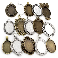 10 piezas 18x25mm tamaño interior 5 colores chapado estilo clásico camafeo cabujón Base ajuste encantos colgante collar hallazgos
