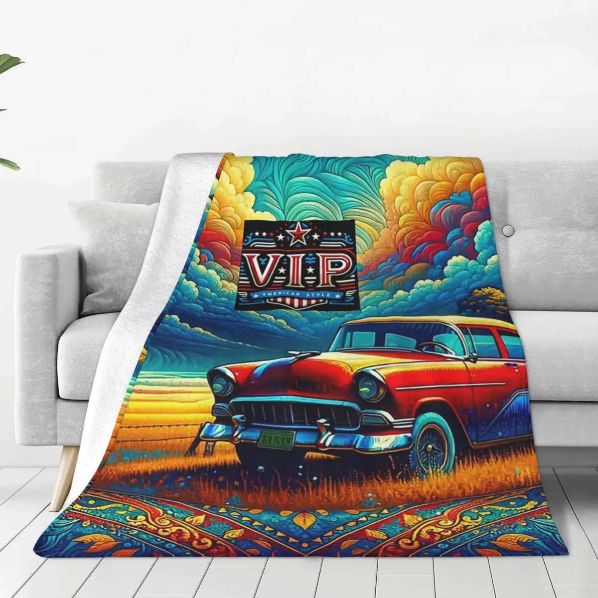 2000's Cars Pattern Coconut Tree Forest VIP Blankets Flannel Sofa Throw Blankets For Home Bedroom Travel Throws Bedspread Quilt