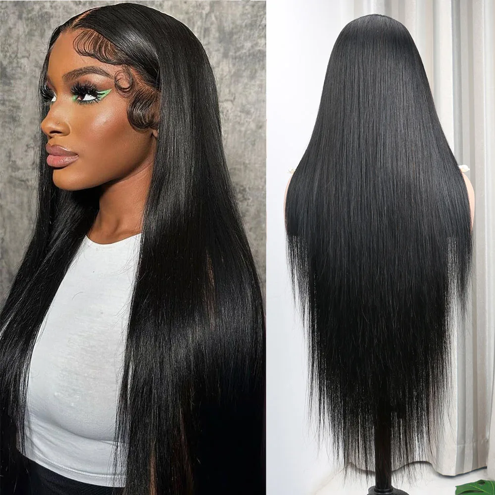 Bone Straight 13x6 HD Transparent Lace Frontal Wigs Human Hair Wigs For Women Highligh Brazilian 30 Inch 13x4 Lace Front Wig