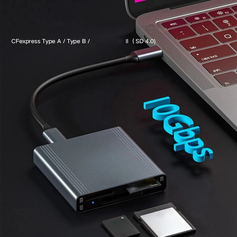 Card Reader For Cfexpress Type A + Type B + SD Memory Card 3-In-1 High Speed 10Gbps Data Transfer USB 3.1 Gen 2