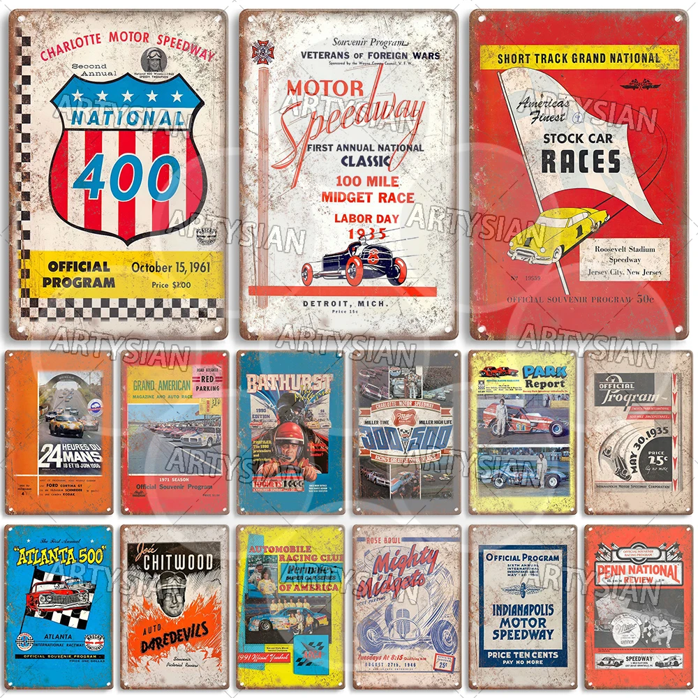 Винтажный металлический знак выносливости Midget, в наличии, автомобиль Speedway IndyCar, гоночный налет, Национальный 400 Атланта, волонтерский 500