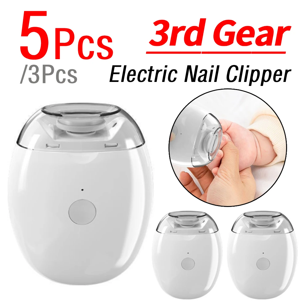 

3/5Pcs Universal Automatic Fingernail Grinder with LED Light 3rd Gear Super Quiet Smart Nail Trimmer Low Noise USB Rechargeable