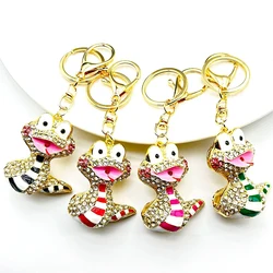 Cartoon Diamond Studded Drip Oil Zodiac Snake Alloy Keychain Creative Cute Animal Bags Pendants Accessories Creative Gifts