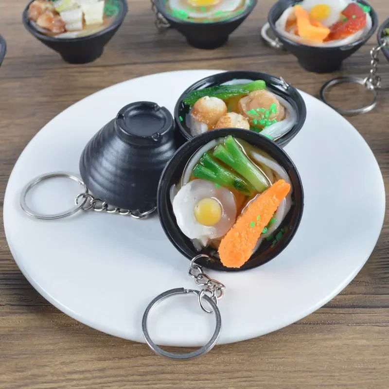 Japanese Noodle Keychain Simulation Food Noodle Toy Photography Model Car Phone Bag Pendant Gift Ornaments Trinkets Llaveros