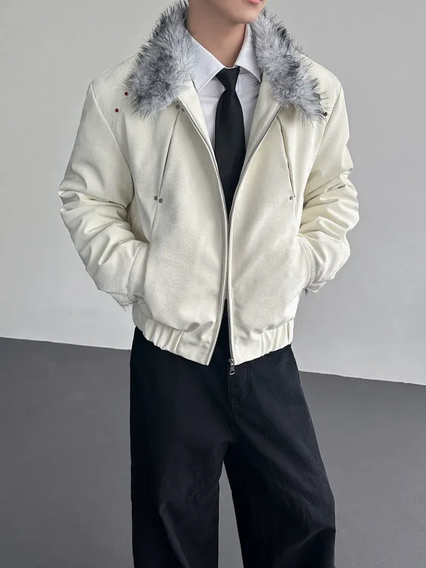 

Winter Thiened Fce Lined Stand Collar ort Jaet Snake Texture Gem Decorated Cotton Coat Men's Faion Urban Sle