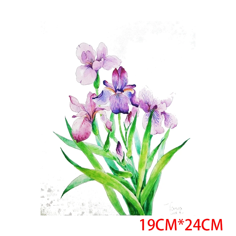 Cartoon Hand Painted Iris Fashion Appliques for Clothing Thermo Custom Iron on Transfers for Clothing  Stickers  Parches