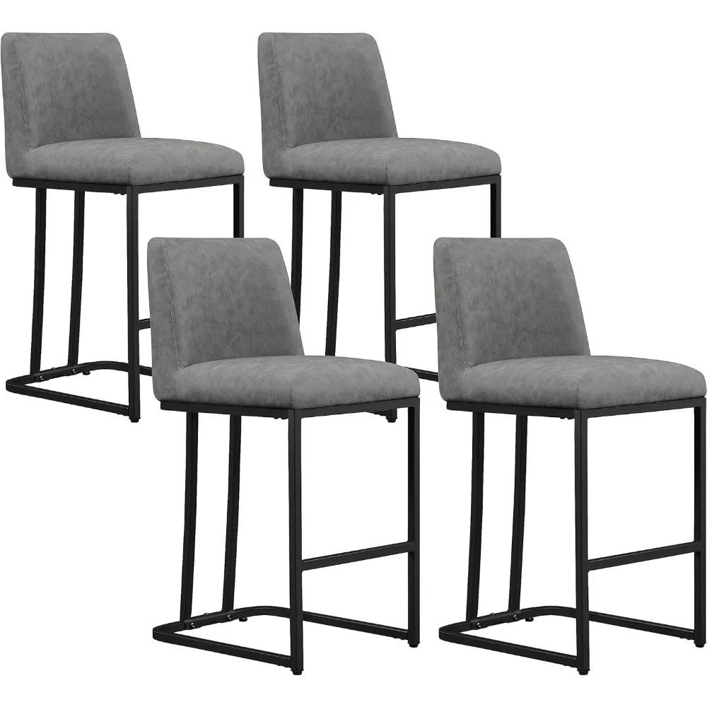 

Counter Height Bar Stools 24'' Kitchen Bar Stools Set of 4 Upholstered Modern Island Chairs with Back and Metal Legs F