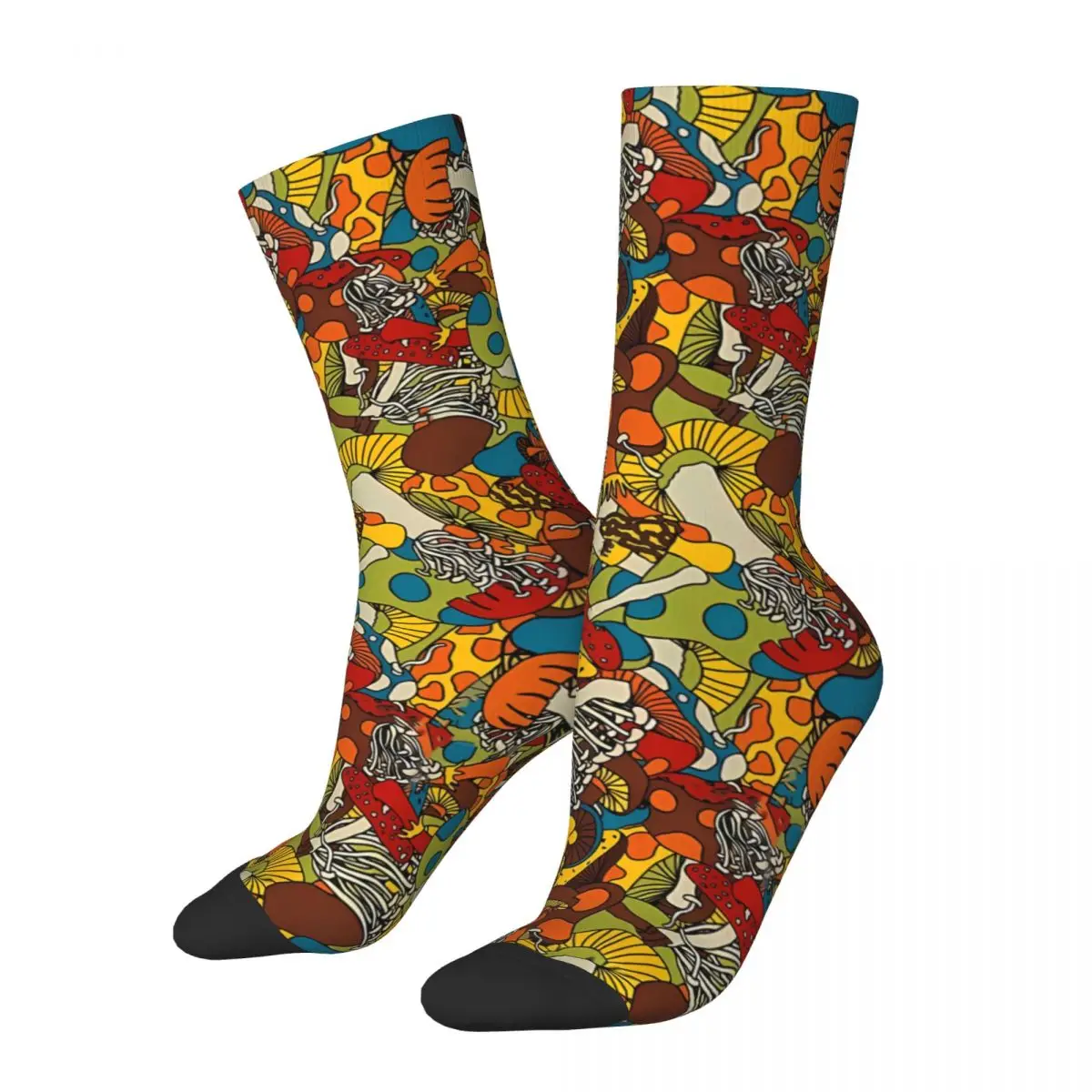 70s Psychedelic Mushrooms Kawaii Socks Hiking Cartoon Pattern Socks