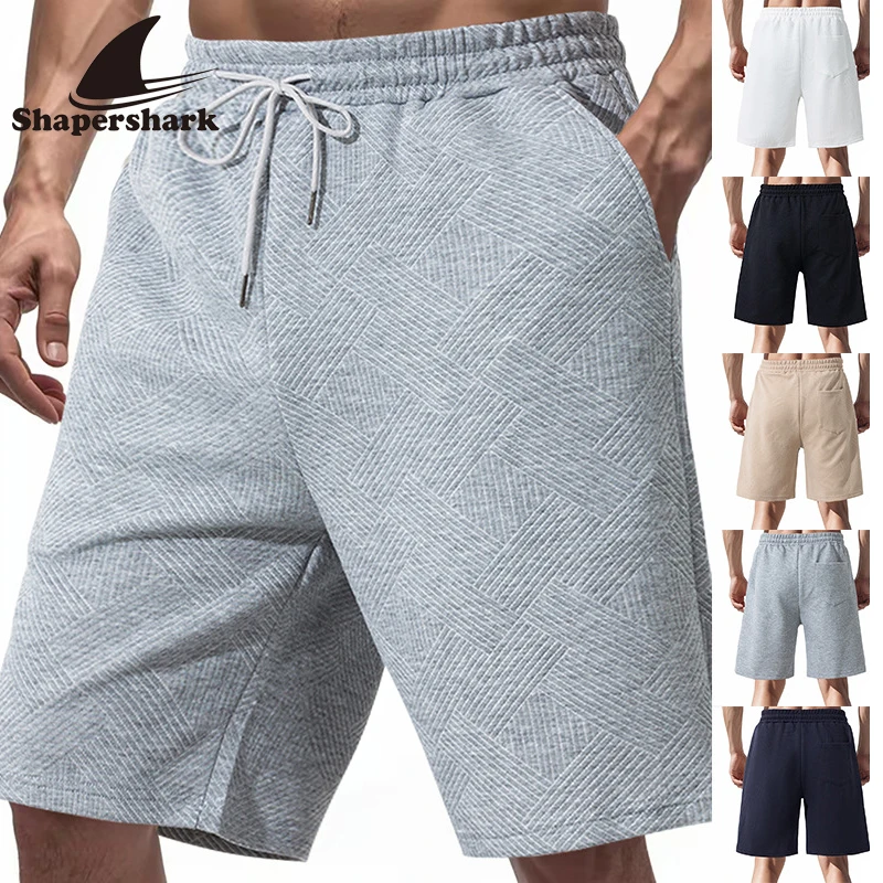 

Shapershark's Latest Summer Loose, Heavyweight Jacquard Texture Line Trendy High Street Hip-Hop Capri Shorts