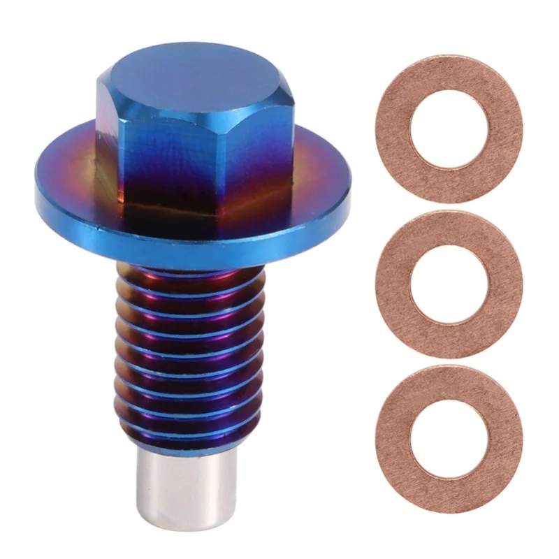 

Aluminum Alloy Magnetic Oil Pan Sump Return Drain Plug Bung Fitting AdapterM12x1.75