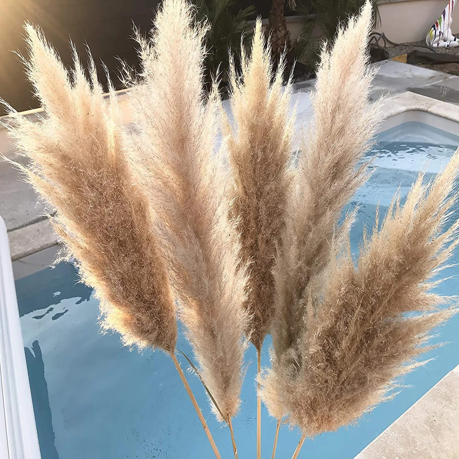 6/8Pcs Artificial Pampas Grass Bouquet Home Living Room Wedding Party Decoration Fake Plant 5-12mm Dried Flower Reed DIY Vase