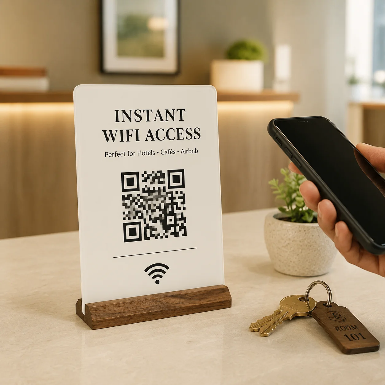 Home Office Login - Индивидуальная табличка с QR-кодом для Wi-Fi