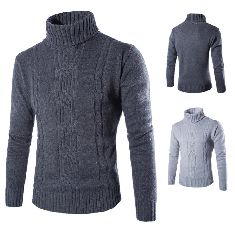 

2023 Men's High Collar Lapel Pullover Knitted Sweater Loose Large Solid Sweater Men's Bottom
