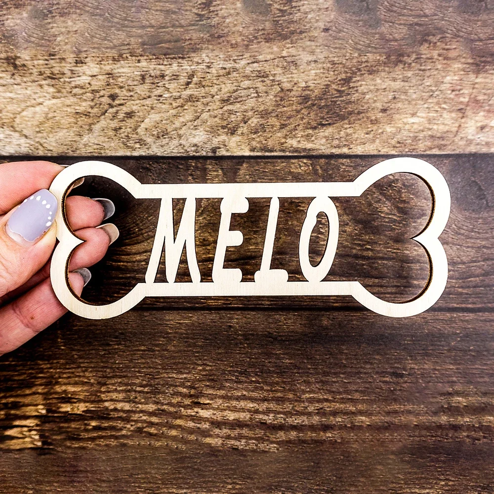 

1pc Personalized Dog Name Sign Wooden Plaque Bone Shape Pet Ornament Laser Cut Custom Name Plate Setting Party Dog Accessory