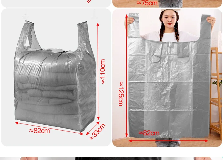 1 ​ 0PCS Große Kapazität Kunststoff Taschen Verdicken Moving Verpackung Tasche Kleidung Lagerung Taschen für Spielzeug Bettdecke Decke Bettwäsche Organizer – Detail 6