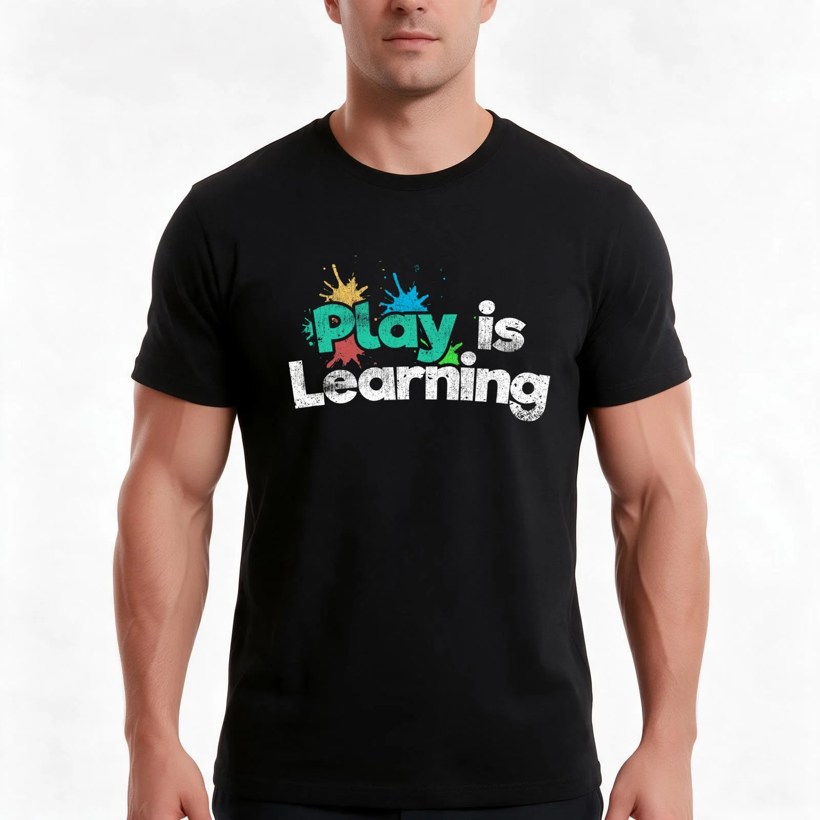 Play is Learning Student Teacher School Preschool T-Shirt, Summer Casual Cotton Tee, Oversized Streetwear Tops, Unisex Men Women