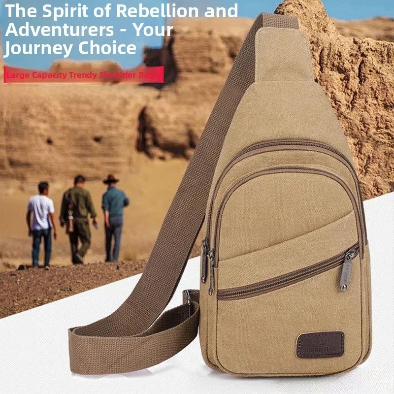 

2026 New Fashion Men's Single Shoulder Canvas Slant Crossbody Outdoor Leisure Backpack Chest Bag Small Bag for Youth