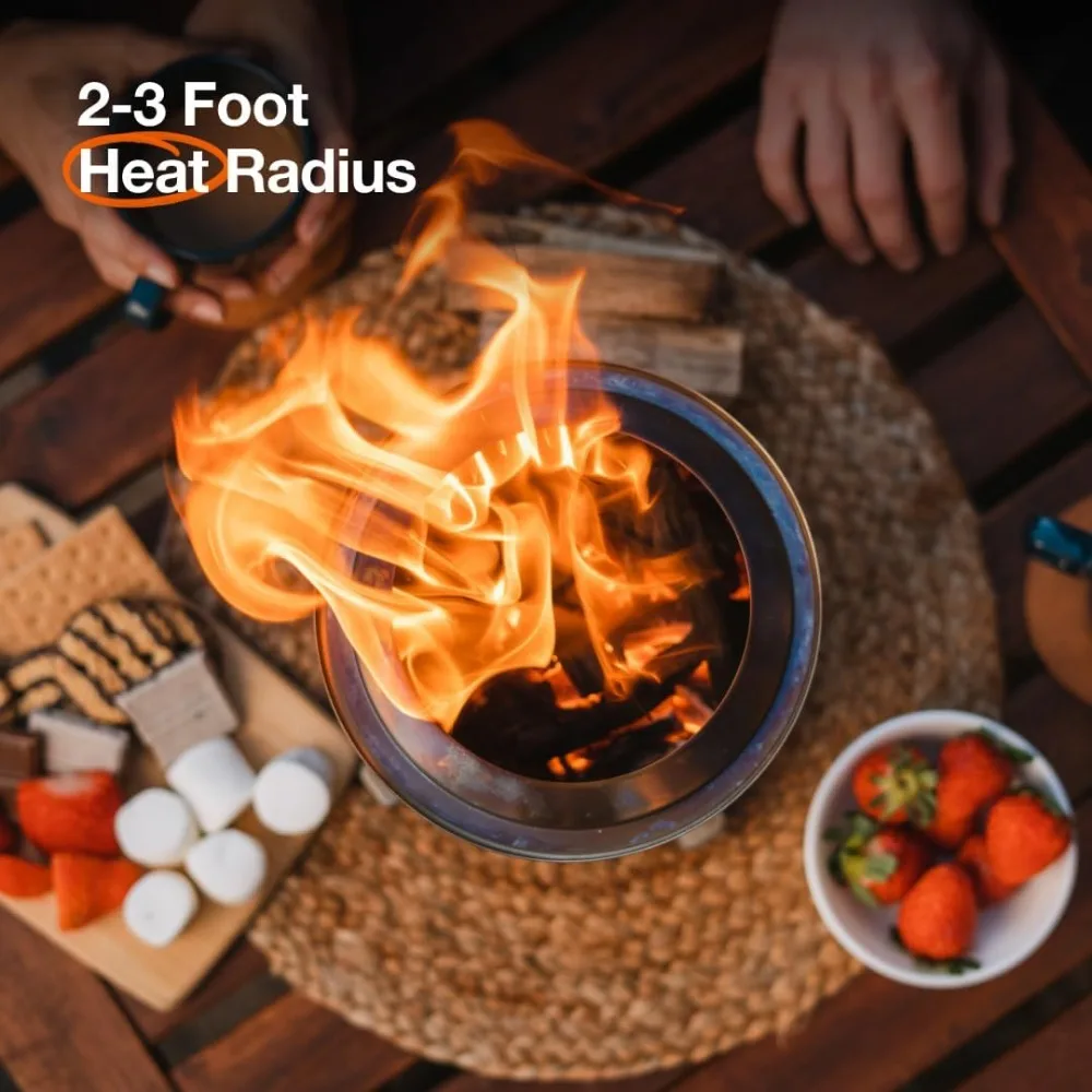 حفرة نار على سطح الطاولة بدون دخاني مقاس 7 بوصات مع حامل، محمولة للتخييم والفناء، من الفولاذ المقاوم للصدأ، وقود الخشب أو الحبيبات #4