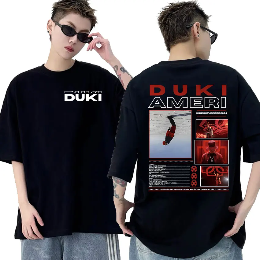 Rapper Duki Antes De Ameri 2025 new album T Shirts Men's Hip Hop punk gothic T-shirt Harajuku Oversized Cotton Tshirt Streetwear