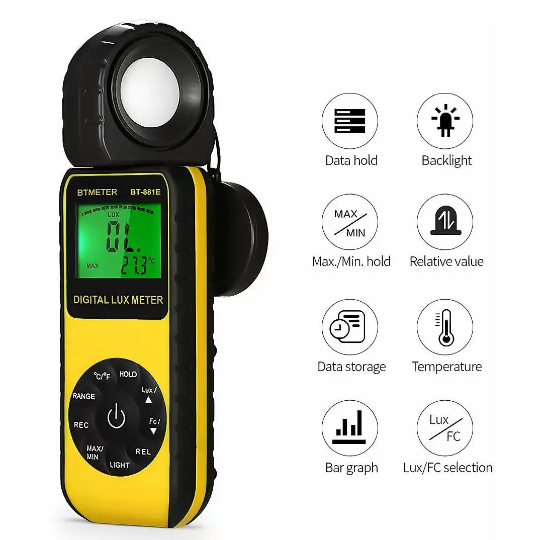 Digital Illuminance/Light Meter, Measure Lights 0.01~300,000 Lux (0.01~30,000 FC) Foot Candles, Par Meter Luxmeter for Plants
