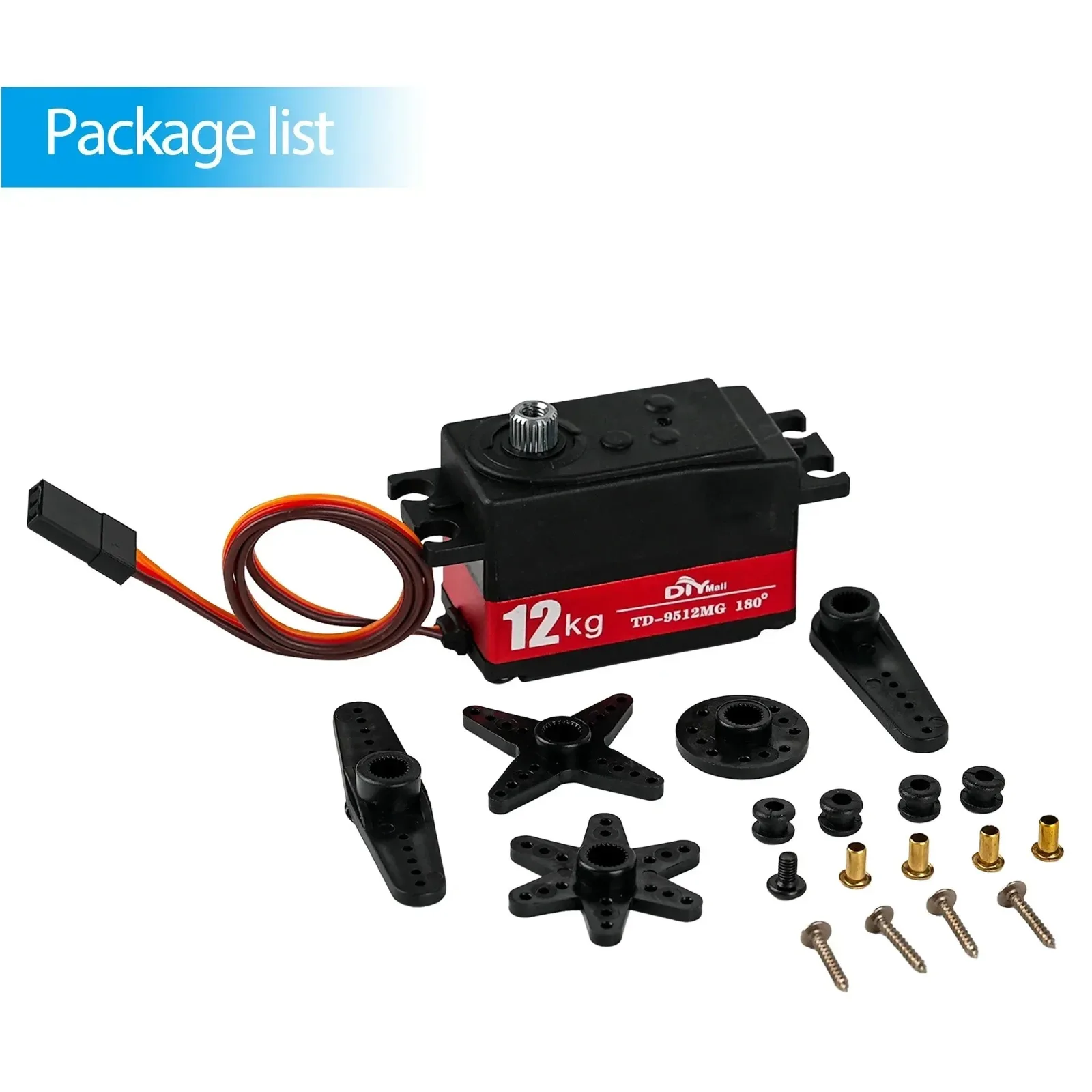 

12KG Digital Servo Full Metal Gear High Torque 4.8-7.4V 180/270/360° Adjustable for 1/10 1/8 RC Car Robot (TD-9512MG)