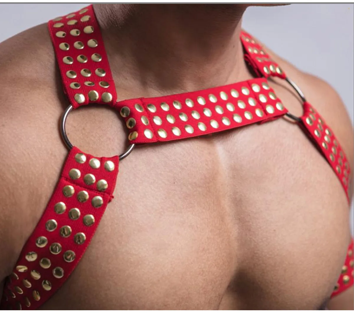 パンクメタルストレッチチェストストラップマッスルマンポールダンス服ナイトクラブバー Dj Ds アクセサリーパーティーカーニバルレイブ衣装 yj409