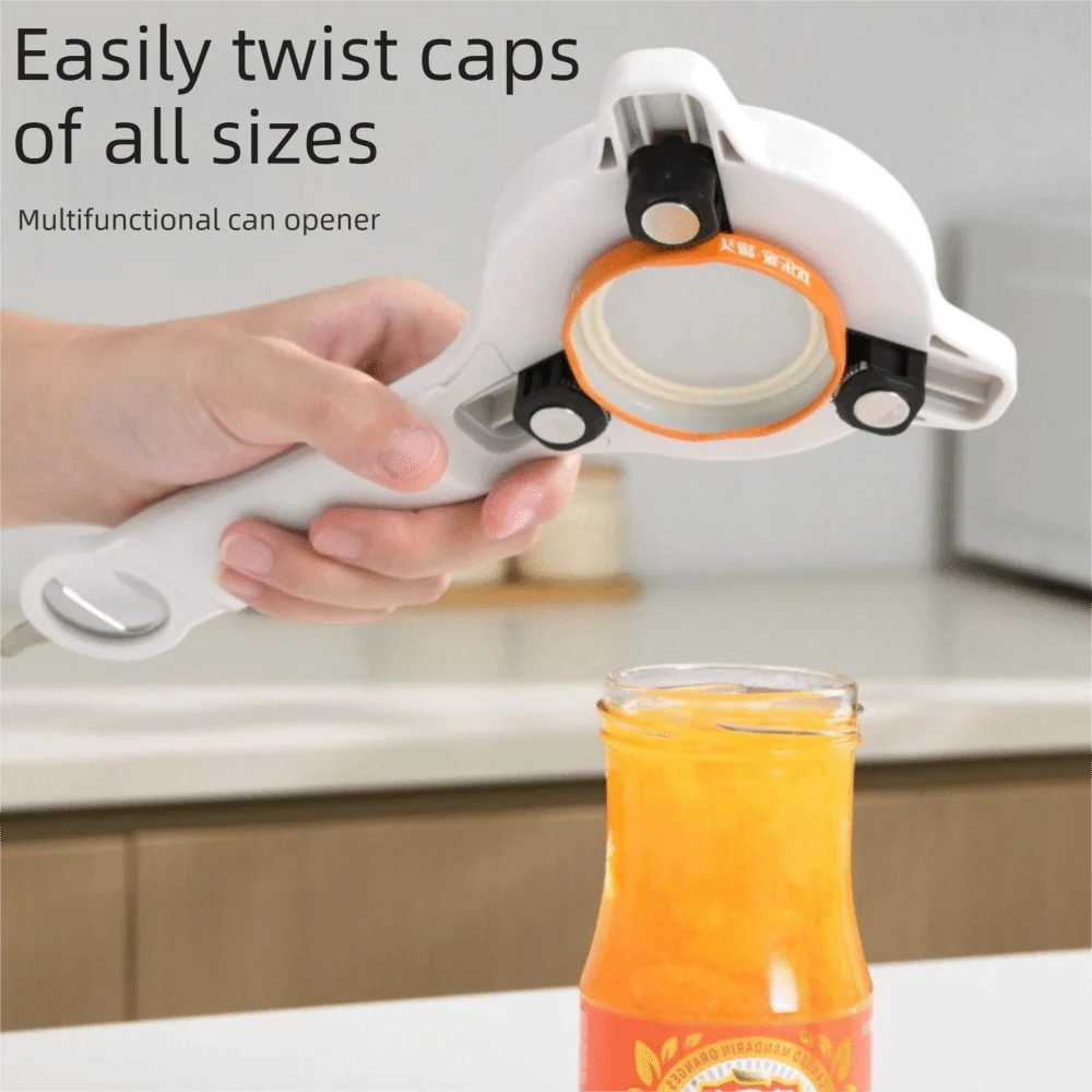 Non-Slip Grip Multi-Function Opener Tool Ergonomic Design Effortless Use Adjustable Lid Remover Comfortable Handle Space-Saving