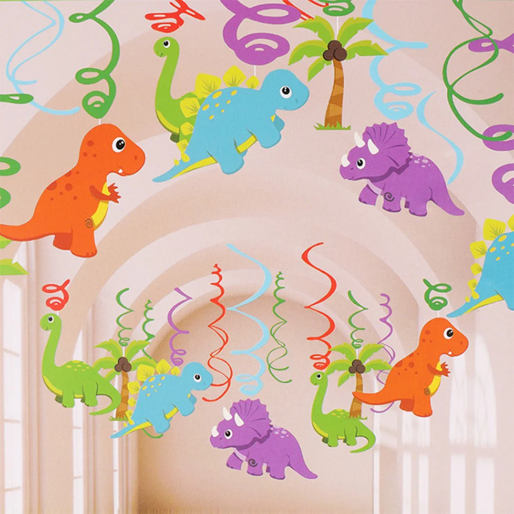 Dekorasi Pesta Ulang Tahun dinosaurus gantung perlengkapan pesta putar Dekorasi untuk pesta ulang tahun bertema