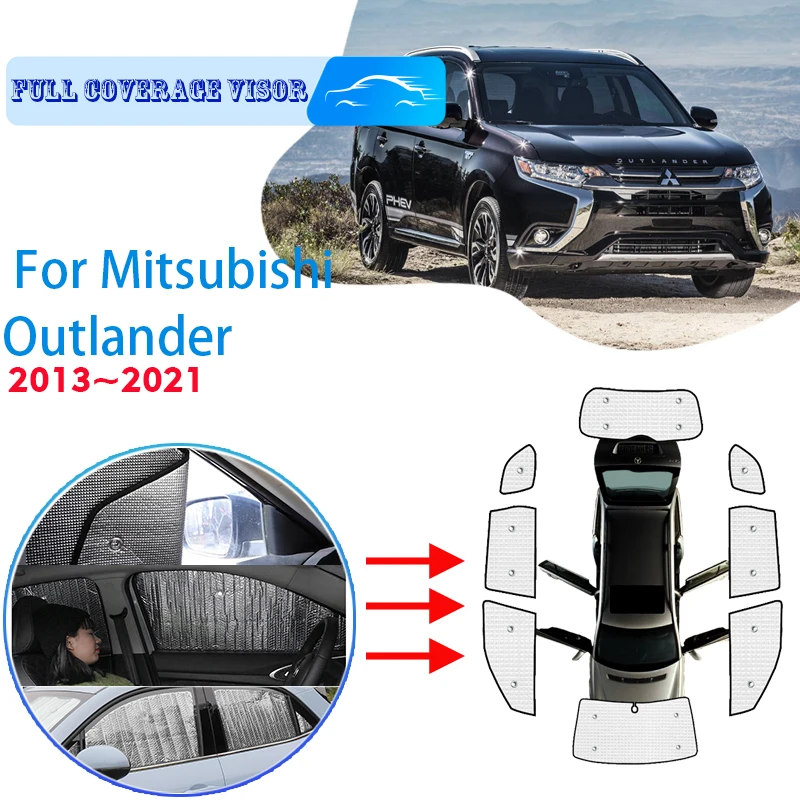 

Car Full Coverages Sunshades For Mitsubishi Outlander 2013~2021 2016 Anti-UV Car Sunscreen Window Sunshade Cover Accessories